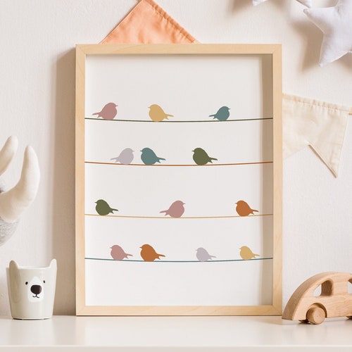DIGITAL DOWNLOAD Birds on A Wire Nursery Decor Kids Room Decor | Etsy