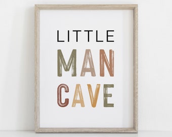 DIGITAL DOWNLOAD • Nursery Decor Boho Boy • Little Man Cave Sign • Boys Room Decor • Boho Neutral Rainbow Print • Nursery Wall Art Printable