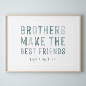 DESCARGA DIGITAL • Custom Brothers Make The Best Friends Wall Art • Brothers Sign • Decoración de la habitación de los niños • Signo del nombre de la guardería • Decoración de la guardería azul