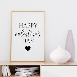 Happy Valentines Day, Decor de Saint Valentin, cadeaux, Printable Wall Art, tirages noir et blanc, citations, Saint-Valentin imprimable,