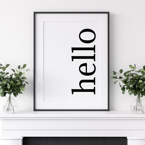 DIGITAL DOWNLOAD Hello Sign Printable Wall Art Living Room - Etsy