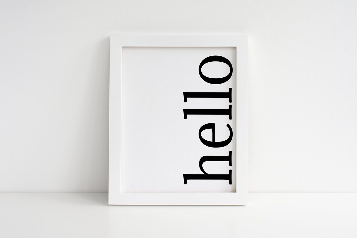 DIGITAL DOWNLOAD Hello Sign Printable Wall Art Black and White | Etsy