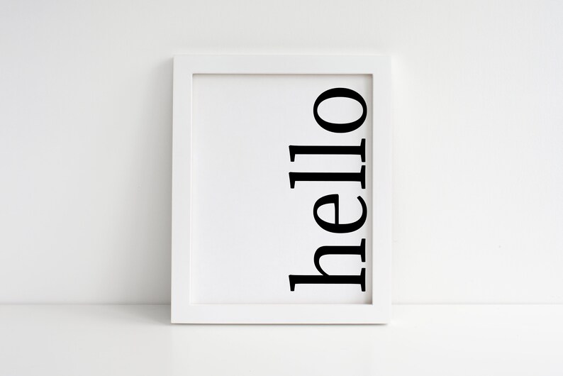 DIGITAL DOWNLOAD Hello Sign Printable Wall Art Black and White | Etsy