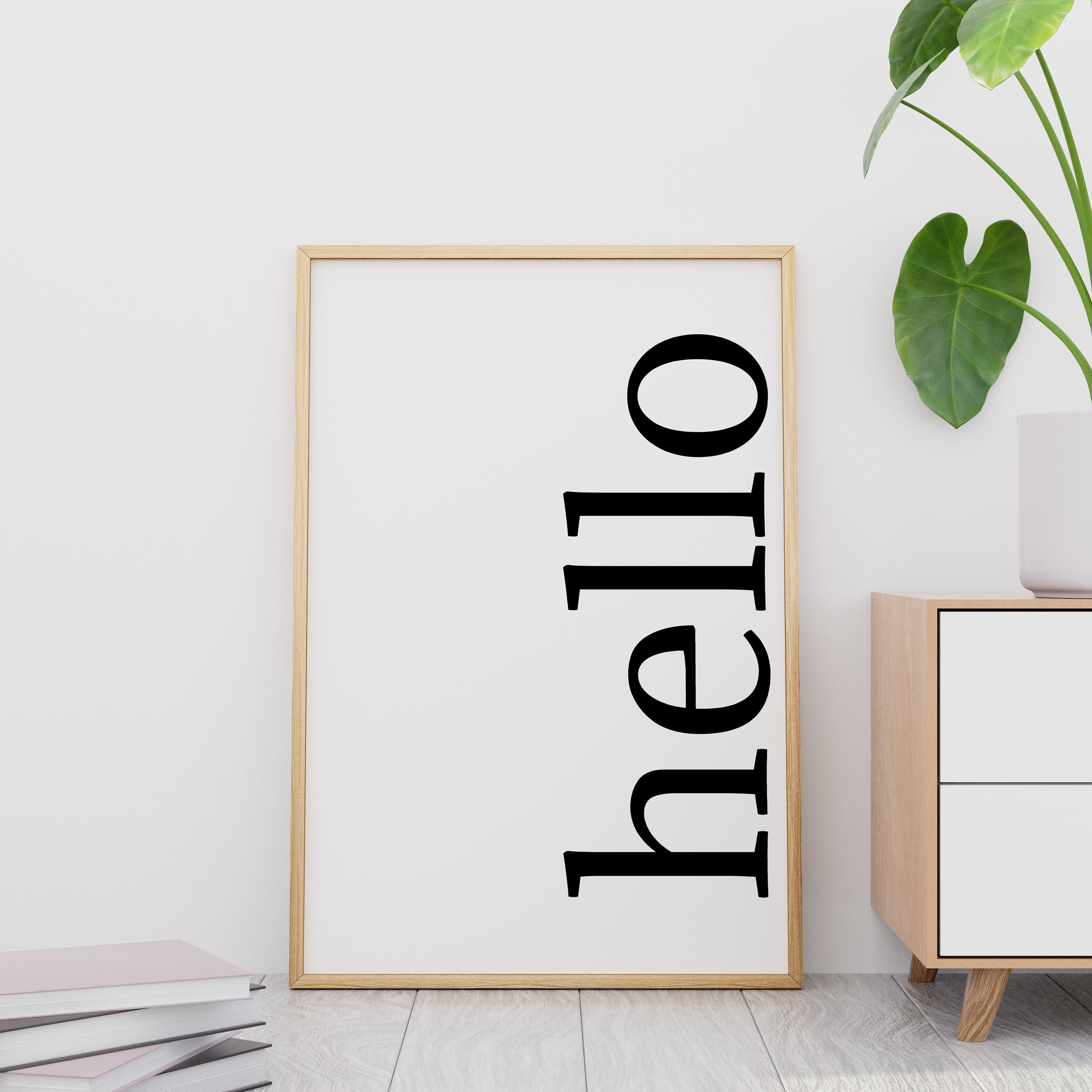 DIGITAL DOWNLOAD Hello Sign Printable Wall Art Black and White | Etsy