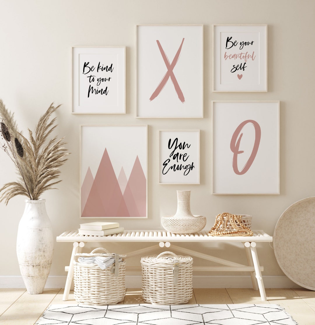 DIGITAL DOWNLOAD Teen Girl Room Decor Set of 6 Printable Wall Art Inspirational Quotes Bedroom Wall Decor Blush Pink Black White Etsy