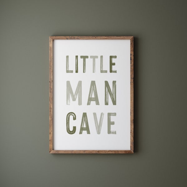 DIGITAL DOWNLOAD • Little Man Cave Sign • Boys Nursery Wall Decor Green • Kids Room Wall Art • Playroom Decor • Toddler Room Decor Printable