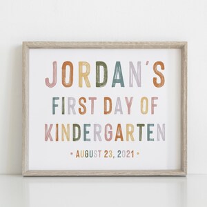 DIGITAL DOWNLOAD Custom First Day Of School Sign Printable Back To School Sign Pastel Rainbow Kindergarten Sign Preschool Sign image 4