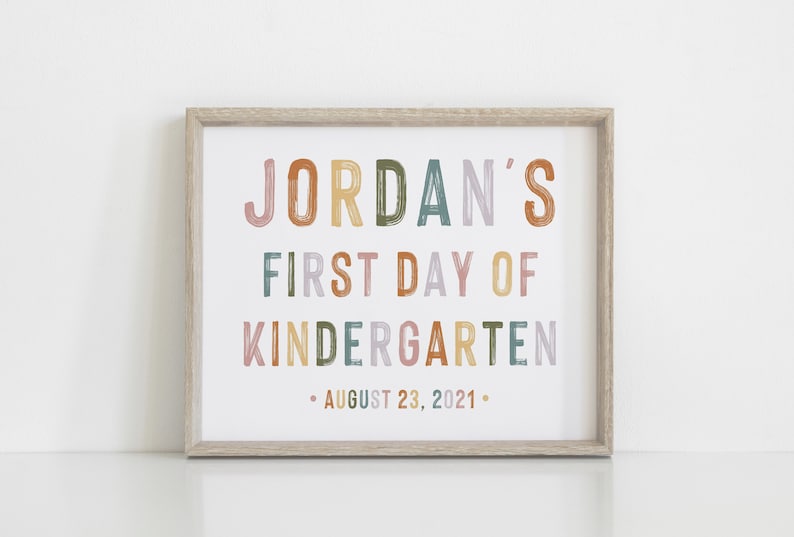 DIGITAL DOWNLOAD Custom First Day Of School Sign Printable Back To School Sign Pastel Rainbow Kindergarten Sign Preschool Sign image 4