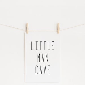 DIGITAL DOWNLOAD Little Man Cave Nursery Printable Wall Art Boys ...
