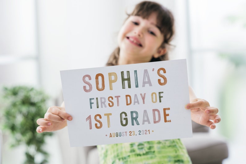 DIGITAL DOWNLOAD Custom First Day Of School Sign Printable Back To School Sign Pastel Rainbow Kindergarten Sign Preschool Sign image 2