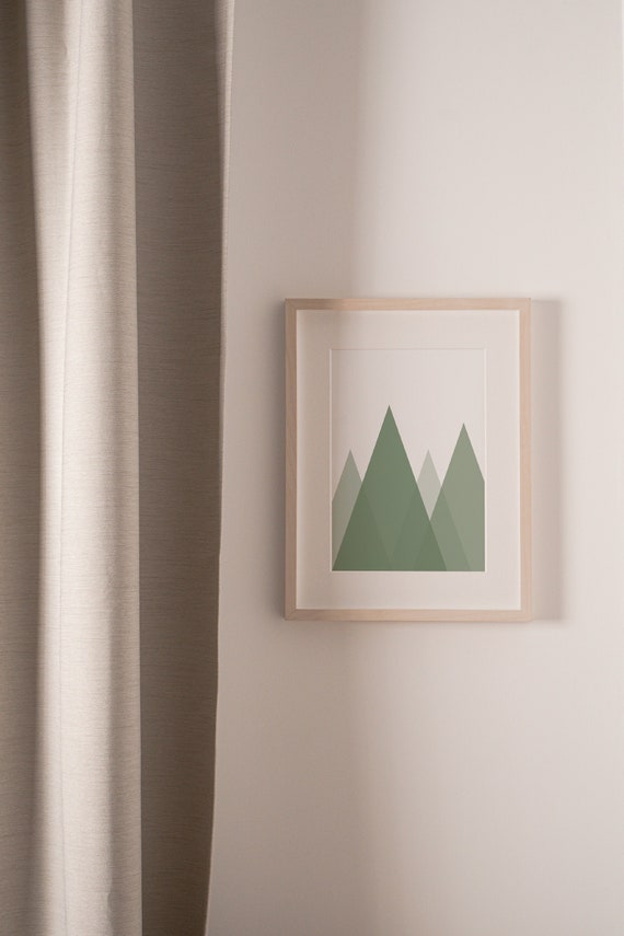 Digital Download Nursery Decor Sage Green Geometric Mountains Etsy