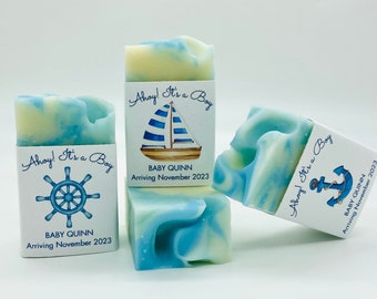 Ahoy It's a Boy / Baby Boy Shower Favors / Soap / Blue / Nautical / Boat / Anchor / Set of 10