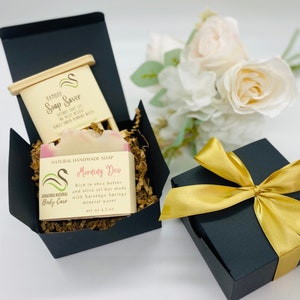 Vegan Artisan Soap Bar Gift Set: Handmade with Bamboo Soap Saver