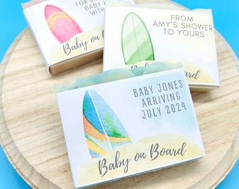 Baby on Board Shower Soap Favors: Surf's Up Baby Theme, Vegan, Handmade, Personalized