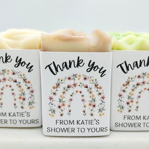 Wildflower Rainbow Baby Shower Soap Favors – Boho Floral Theme – Baby Sprinkle Gifts – Handmade 2 oz Bars – Guest Thank You Favors