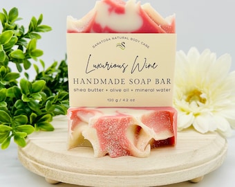 Red Wine Soap Bar / Fun gift for her / For wine lover / Handmade artisan soap with merlot wine