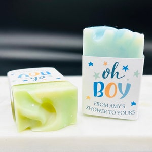 Baby Boy Shower Soap Favors / Here comes the Son / Blue / Green / Oh Boy / Thank you gift idea for party guests / Sprinkle / Personalized image 3