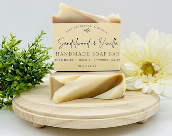 Handmade Sandalwood Vanilla Soap Bar: Vegan, Plant-Based