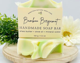 Vegan Bergamot Bamboo Soap Bar: Handmade Cold Process Skincare