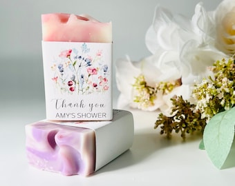Bridal Shower Soap Favors / Floral / Wildflowers / Baby sprinkle / Handmade 2oz soap bars
