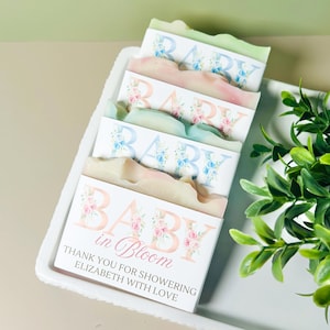 Baby in Bloom Baby Shower Soap Favors – Baby Sprinkle – Personalized & Fully Assembled Guest Favors – Handmade Party Gifts