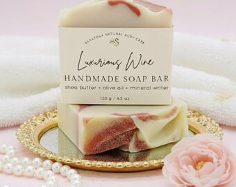 Luxurious Wine Soap Bar: Vegan Artisan Gift for Her, Soap with Red Wine