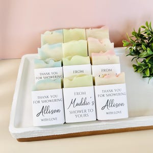 Baby Shower Soap Favors / Personalized Baby Sprinkle Swag / Bridal Shower or Wedding Guest Thank You Gifts / Handmade Mini Soap Bars