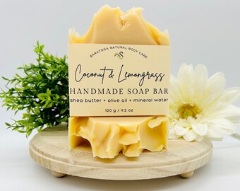 Lemongrass Coconut Soap Bar / Sensitive Skin / Gentle / Essential oils / Face and body / Handmade / Vegan / Natural / Pure /