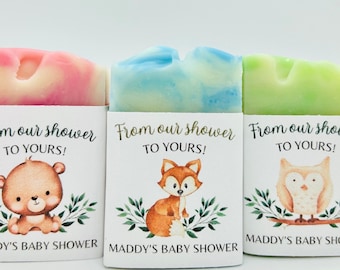 Woodland Animals Baby Shower Soap Favors: Forest Theme, Handmade 2 oz