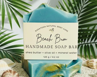 Beach Bum Handmade Soap Bar: Sweet Tropical Summer Scented Vegan Soap