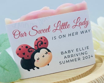 Ladybug / A Sweet Little Lady is on Her way / Baby Shower Soap Favors / Personalized / Baby sprinkle / Baby girl / Pink