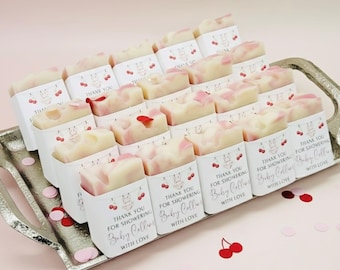 Cherry on Top Baby Girl Shower Soap Favors: Handmade Personalized 2oz Soap Bars