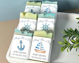 Nautical Baby Shower Soap Favors: Ahoy It's a Boy, Handmade 2oz