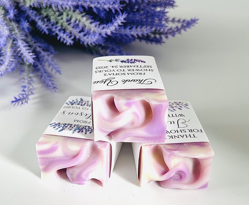 Bridal Shower Favors / Lavender Soap / From my shower to Yours / Baby sprinkle / Thank you wedding gifts for guests / Handmade 2oz soap bars image 1