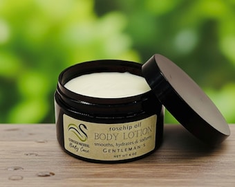Body Lotion for Men - Handmade and Vegan Skin Care for Him made with Rosehip Seed Oil