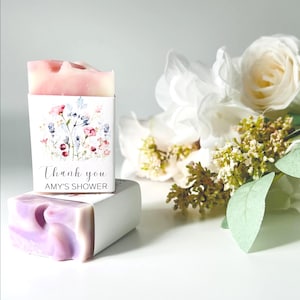 Bridal Shower Soap Favors / Wildflower Theme / Handmade 2oz Soap Bars / Personalized Thank You Gifts