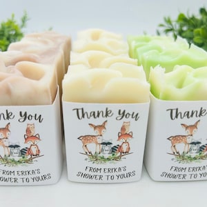 Woodland Baby Shower Soap Favors / Custom Forest Theme Baby Sprinkle / Handmade / Vegan / 2oz