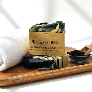 Mahogany Charcoal Soap Bar: Handmade, Vegan, Cold Process Soap