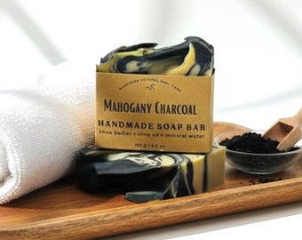 Mahogany Charcoal Soap Bar: Handmade, Vegan, Cold Process Soap