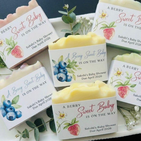 Berry Sweet Baby Shower Soap Favors: Handmade 2oz Soap Bars
