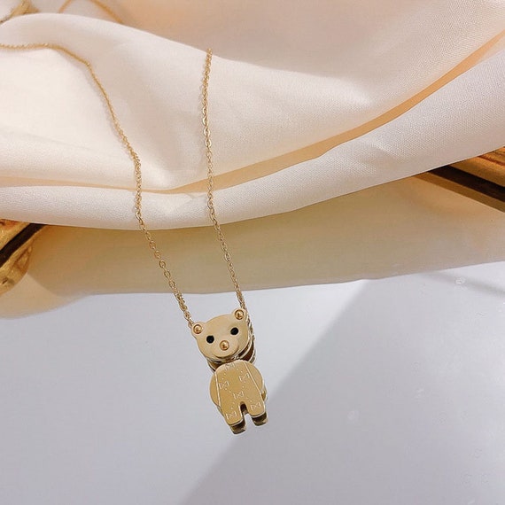 Teddy Bear Necklace 14k Gold Plated 