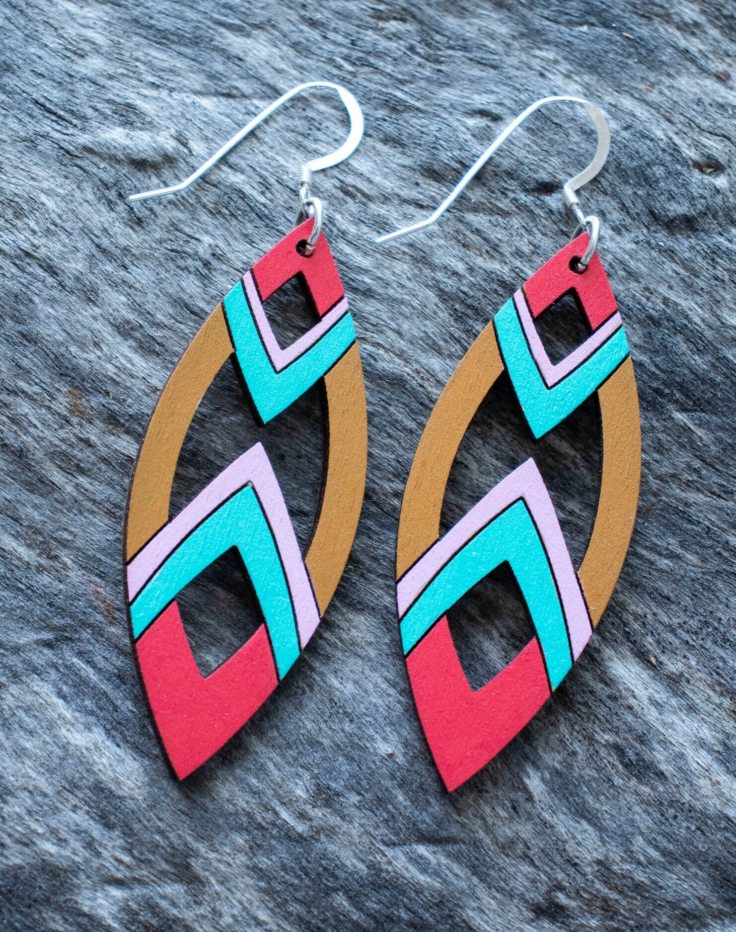Hand-painted Wood Earrings India