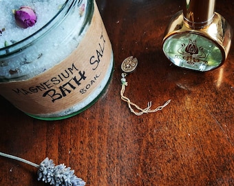 Rose Bath Salt Soak: All Natural Herbal Magnesium, Bulgarian Rose Absolute
