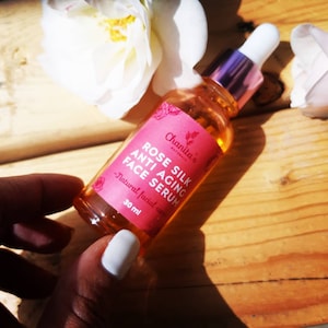 Rose Silk Antiaging Face Serum, 30 ml Organic Hydrating skin tightening pure organic Bulgarian Rose, made w/ Organic Rosehip & Pomegranate