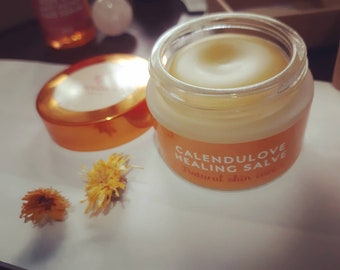 Calendula Healing Salve, Calendulove First Aid Salve, Natural Herbal ointment, moisturizes & soothes dry skin, bites, burns ,skin rash, cuts