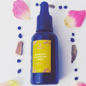 Organic Elderberry Syrup, Samboost- effective and tasty traditional formula for all ages. Immune strengthening, treats colds, coughs & flu.