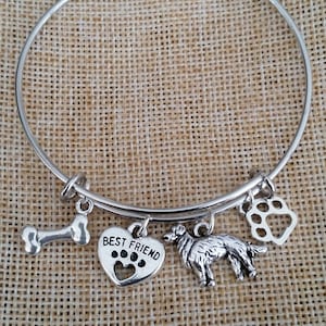 Golden Retriever Charm Bangle Bracelet, Dog Charm Bracelet, Pet Jewelry, Stackable