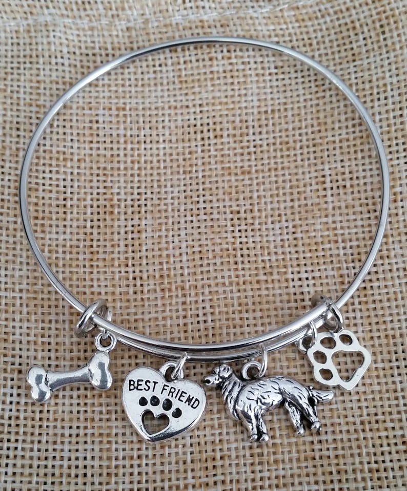 Golden Retriever Charm Bangle Bracelet Dog Charm Bracelet Etsy
