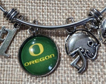 Oregon Ducks Charm Bangle Bracelet, Ducks Bracelet, Stackable