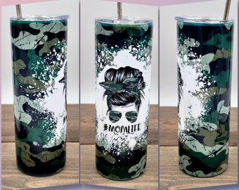 Mothers Day Gift for Moms | Camo Momlife Tumbler | Army Mom Tumbler | Mothers Day Gifts | Birthday Gifts | Skinny Tumbler |